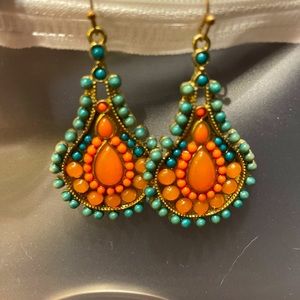 Beautifully Colorful Beaded Hanging Earrings